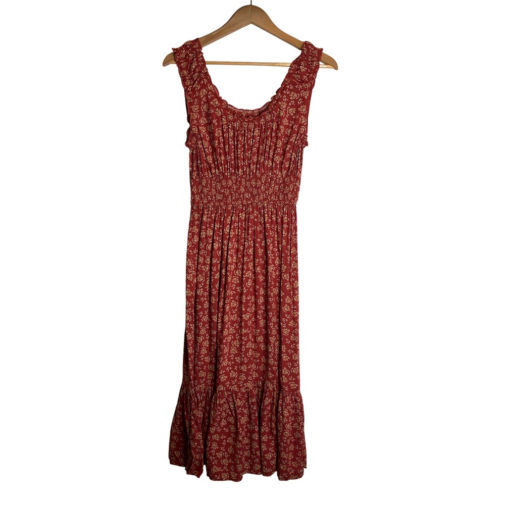 Patrons of Peace Midi Peasant Dress Floral Boho Cottagecore Praire Western XS